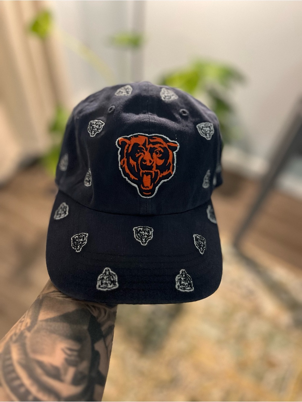 NFL Chicago Bears Navy Blue and Orange Logo Cap